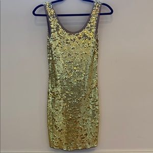 BCBGMaxazaria Gold Sequin Dress